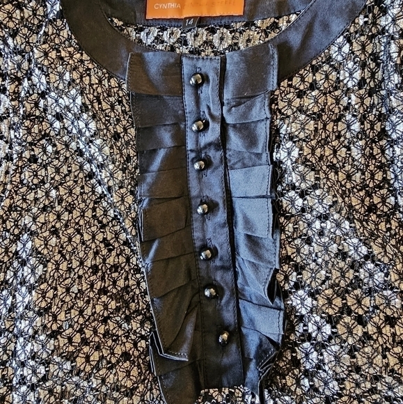 Cynthia Steffe Black and Gold Sleeveless Sheer Mini Dress size 14 - Picture 6 of 6